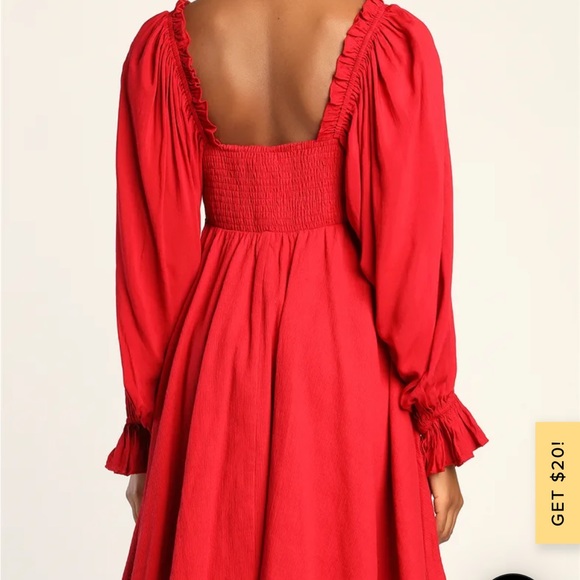 Make the Call Red Button-Up Long Sleeve Mini Dress - Picture 2 of 7